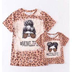 NEW Leopard #MOMLIFE Short Sleeve Mommy & Me Shirt Size XXL